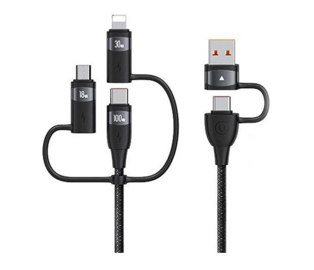 USAMS Kabel 2xC/USB/Micro-USB/Lightning 6w1 1,2m 100W PD czarny - 1568995 - zdjęcie